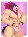  abs absurd_res animal_humanoid anthro asian_clothing badger barazoku big_muscles body_hair bulge chest_hair clothed clothing ear_piercing ear_ring east_asian_clothing fire fundoshi gio-joe happy_trail hi_res hisuian_typhlosion humanoid japanese_clothing looking_at_viewer male mammal mammal_humanoid muscular muscular_anthro muscular_male mustelid musteline nintendo nipples open_mouth pecs piercing pok&eacute;mon pok&eacute;mon_(species) pokemon_legends_arceus regional_form_(pok&eacute;mon) smile smirk solo typhlosion underwear underwear_only video_games white_clothing white_fundoshi white_underwear 