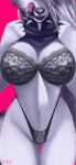  9:19.5 absurd_res anthro big_breasts breasts canid canid_demon canine clothing collar demon digital_media_(artwork) female fur hair hellhound helluva_boss hi_res huge_breasts licking licking_lips looking_at_viewer loona_(helluva_boss) mammal nozabii panties simple_background smile solo spikes thick_thighs tongue tongue_out underwear white_body white_fur wide_hips 
