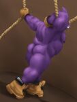  anthro boots boots_only brown_background butt clothing footwear footwear_only fur furry_body gengar gloves grin hand_behind_head handwear hi_res holding_object holding_rope humanoid kokuhane_(character) male mostly_nude musclegut nintendo nipples pok&eacute;mon pok&eacute;mon_(species) purple_body purple_fur purple_nipples rope shoes shoes_only short_tail simple_background slightly_chubby smile solo step_pose tjloog video_games 