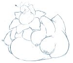  absurd_res belly feral flower hi_res immobile looking_down meganium morbidly_obese nintendo obese overweight plant pok&eacute;mon pok&eacute;mon_(species) sketch slightly_chubby video_games zephy_03 