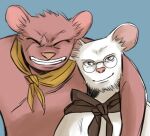  2015 air_bound anthro duo embrace eyes_closed eyewear gamba_no_bouken_(series) glasses grayson_(air_bound) hug low_res male mammal murid murine pink_nose rat rodent rusty_(air_bound) scar simple_background tak_shiba_pf white_body 