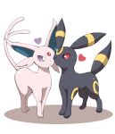  ;) absurdres affectionate closed_mouth commentary_request espeon forked_tail heart highres no_humans one_eye_closed pokemon pokemon_(creature) purple_eyes red_eyes shabana_may smile split_mouth standing tail umbreon 