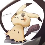  artist_name black_eyes blurry claws commentary_request disguise highres mimikyu no_humans pokemon pokemon_(creature) rag signature solid_oval_eyes solo standing tukyanumono 
