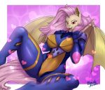 &lt;3 2022 anthro bat_pony bat_wings brushstroke clothed clothing digital_media_(artwork) equid eyebrows eyelashes fangs female flutterbat_(mlp) fluttershy_(mlp) friendship_is_magic hasbro hi_res mammal membrane_(anatomy) membranous_wings my_little_pony red_eyes solo spread_legs spreading tongue tongue_out wings 