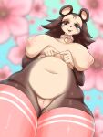  absurd_res animal_crossing anthro bell bell_collar big_breasts blush breasts brown_body chubby_female clothing collar eulipotyphlan female genitals hedgehog hi_res legwear mammal navel nintendo nipples nude pukemilked pussy sable_able slightly_chubby smile solo stockings thigh_highs video_games 