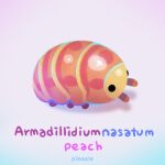  animal animal_focus antennae arrow_(symbol) artist_name black_eyes blue_background commentary english_text isopod latin_text no_humans original pikaole pillbug purple_background simple_background solid_circle_eyes standing watermark 