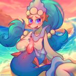  1:1 2021 anus blush bodily_fluids digital_drawing_(artwork) digital_media_(artwork) feral genital_fluids genitals hair hi_res kinnachan456 looking_away male mammal marine nintendo penis pinniped pok&eacute;mon pok&eacute;mon_(species) primarina smile solo video_games 