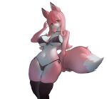  absurd_res anthro big_breasts bra brand_new_animal breasts canid canine clothing female fox fur hi_res mammal nazuna_hiwatashi panties pink_body pink_fur side-tie_panties simple_background solo studio_trigger underwear utterangle white_background white_body white_fur 