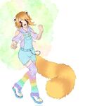  1boy dream_e highres looking_at_viewer marking_on_cheek markings orange_eyes orange_hair pale_skin ponkotsu_plea ponkotsuplea red_panda red_panda_boy red_panda_ears red_panda_tail solo virtual_youtuber white_background 