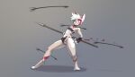  anthro arrow arrow_(weapon) bandeau belly blood blood_on_weapon bodily_fluids bottomwear breasts broken_loincloth clothing conditional_dnp critical_hit female fingerless_gloves genitals gloves hair handwear holding_object holding_spear holding_weapon humanoid_hands kae_esrial loincloth melee_weapon mostly_nude mostly_nude_female organs polearm pussy qualzar ranged_weapon solo spear stomach tarunah topwear weapon white_hair wounded 