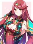  1girl alternate_hairstyle bare_shoulders breasts chest_jewel dress earrings expressionless highres jewelry large_breasts long_hair mythra_(xenoblade) shinae short_dress solo tiara very_long_hair xenoblade_chronicles_(series) xenoblade_chronicles_2 yellow_eyes 