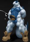  abs anthro balls biceps big_balls black_background black_nipples black_penis black_tongue blue_balls blue_body blue_feathers blue_scales bodily_fluids boots boots_only clothing cum cum_drop cumshot donovan_(tjloog) ejaculation feathers footwear footwear_only genital_fluids genitals gloves hand_on_butt handwear hi_res humanoid knot legendary_pok&eacute;mon lugia male masturbation mostly_nude muscular nintendo nipples pecs penis pok&eacute;mon pok&eacute;mon_(species) scales shoes shoes_only simple_background solo sweat tjloog tongue video_games white_body white_feathers 