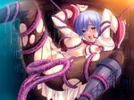  1girl amber_eyes atelier_kaguya blue_hair blush breasts character_request game_cg library m&amp;m magical_witch_concerto mouth_open nipple_tweak nipples open_mouth pantyhose slime source_request suspension tentacle tentacle_sex torn_clothes torn_pantyhose vaginal yellow_eyes 