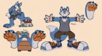  4_fingers 4_toes anthro big_feet blue_body blue_fur bracelet building bulge canid canine canis chest_tuft claws clothing collar dipstick_tail feet fingers foot_focus footwear fur furniture hi_res huge_feet hyper hyper_feet jewelry macro male mammal markings model_sheet motion_lines multicolored_body multiple_poses notched_ear orange_nose orange_pawpads pawpads pocketcat pose shoes shoulder_tuft simple_background sneakers sofa soles solo spiked_bracelet spiked_collar spikes tail_markings toe_claws toes toony tuft two_tone_body white_body white_fur wolf 