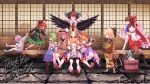  &gt;_&lt; 6+girls :d \o/ ^_^ ahoge alternate_hairstyle angry animal_ear_fluff animal_ears arms_up bare_shoulders boots braid braided_ponytail bucket cat_ears closed_eyes detached_sleeves double_v dragging extra_ears fang feathered_wings flower full_body gohei grin hakurei_reimu highres holding holding_knife horns hoshiguma_yuugi ibaraki_kasen ibuki_suika kaenbyou_rin kisume knife kochiya_sanae komeiji_koishi komeiji_satori long_sleeves midriff mizuhashi_parsee multiple_girls navel oni_horns open_mouth outdoors outstretched_arms pointy_ears profile reiuji_utsuho sideways_mouth single_horn sitting sleeping smile sunnysideup third_eye touhou v walking wide_sleeves wings xd 