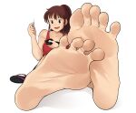  1girl bare_legs barefoot feet foot_focus greek_toe highres long_hair majo_no_takkyuubin rg_(gumin) smile soles solo spread_toes toes ursula_(majo_no_takkyuubin) 