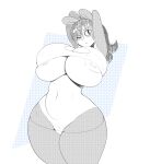  anthro big_breasts breasts clothing female giant_panda hi_res mammal navel one_eye_closed round_ears solo sqoon thick_thighs torn_clothing ursid wide_hips 