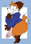  anthro balls big_butt boatboots butt canid canine fox genitals looking_at_butt looking_back male mammal penis short_stack solo superiorfox_(superiorfoxdafox) 