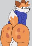  absurd_res anthro balls big_butt butt canid canine clothing fox genitals hi_res hoodie looking_at_viewer male mammal presenting presenting_hindquarters solo superiorfox_(superiorfoxdafox) topwear 