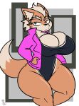  absurd_res anthro big_breasts breasts canid canine cleavage cleavage_overflow clothed clothing crossgender female fox fox_mccloud hi_res huge_breasts jacket kingretrokirby mammal mtf_crossgender nintendo one-piece_swimsuit solo star_fox swimwear thick_thighs topwear video_games wide_hips 