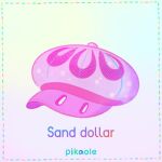  artist_name blue_background commentary english_commentary english_text gradient gradient_background hat no_humans original pikaole pink_headwear purple_background sand_dollar still_life watermark 