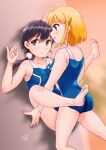  2girls highres kitashirakawa_tamako multiple_girls swimsuit tamako_market tamaneko tokiwa_midori yuri 