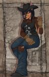  absurd_res anthro boots canid canine canis cigar clothing cowboy cowgirl_(disambiguation) dobermann domestic_dog female footwear goth hat headgear headwear hi_res mammal outlaw paizli pinscher smoke solo thehuntingwolf western 