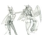  2022 anthro arthropod baron_engel bottomwear bra breasts changeling clothing duo equid equine eyebrows feathered_wings feathers female flower forgiveness friendship_is_magic graphite_(artwork) greyscale hair holding_flower holding_object horn insect_wings long_hair looking_away mammal midriff monochrome my_little_pony navel pants pencil_(artwork) plant princess_cadance_(mlp) queen_chrysalis_(mlp) shorts sports_bra text text_on_clothing traditional_media_(artwork) underwear winged_unicorn wings 