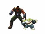  ammo_belt anthro bandai_namco barret_wallace bottomwear clothing denim denim_clothing digimon digimon_(species) duo final_fantasy final_fantasy_vii gargomon gun_arm hi_res human jeans long_ears male mammal muscular muscular_anthro muscular_male pants square_enix steven_purifoy video_games 