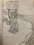  3:4 anthro canid canine canis giamoster graphite_(artwork) ice ice_wolf_(undertale) male mammal muscular pencil_(artwork) river sketch snow solo traditional_media_(artwork) undertale undertale_(series) video_games wolf 