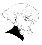  1boy 302 greyscale highres lio_fotia male_focus monochrome otoko_no_ko outline portrait promare solo translucent_hair turtleneck 