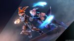  3d_(artwork) action_pose action_scene action_shot alilkira anthro blood bodily_fluids digital_media_(artwork) dominussfm duo female female/female hi_res holly_zanzibar lagomorph leporid mammal pose rabbit reptile scalie source_filmmaker 