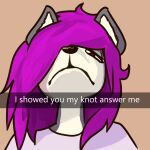  anthro canid canine canis dialogue domestic_dog fluorite hair hi_res husky image_macro looking_down_at_viewer male mammal meme nordic_sled_dog pathetic_(meme) portrait pupils purple_hair red_eyes simple_background sketch small_pupils snapchat solo spitz text 