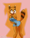  ailurid anthro anthrofied arcatech female fur gaming mammal orange_body orange_fur project_zomboid red_panda solo spiffo surprised_expression tagme towel 