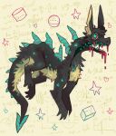  &lt;3 2015 ambiguous_gender black_body black_fur blood blood_in_mouth bodily_fluids dragon feral fur furred_dragon geometry math open_mouth retros solo spiked_tail spikes spikes_(anatomy) star star_eyes teeth 