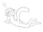  &lt;3 anthro butt domestic_cat drawing eyewear eyewear_only felid feline felis glasses glasses_only looking_at_viewer looking_back lying male mammal metal_(artist) nude on_front raised_leg raised_tail solo tongue tongue_out 