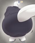  2022 anthro big_butt bodily_fluids bottomwear business_suit butt butt_focus clothing female hi_res legendary_pok&eacute;mon looking_at_viewer looking_back looking_back_at_viewer lugia nintendo pok&eacute;mon pok&eacute;mon_(species) rear_view simple_background skirt slippers solo standing suit suzume_333 sweat thick_thighs thought_bubble video_games white_body wide_hips 