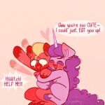  &lt;3 blonde_hair blush bodily_fluids dialogue earth_pony embrace english_text equid equine female hair hasbro hooves horn horse hug izzy_moonbow_(mlp) male mammal mlp_g5 motion_lines my_little_pony pony purple_hair sockiepuppetry sprout_cloverleaf_(mlp) tears text unicorn 