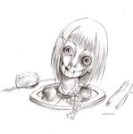  apple blood cannibalism female fork grapes guro knife meal monochrome silverware sketch wine_glass 