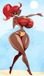  angstrom bikini clothing dark_body dark_skin disney doll eyewear female hair hi_res human humanoid knick_knack mammal panties pixar red_hair solo sunglasses swimwear tight_clothing underwear 