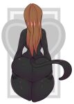  anthro big_butt brown_hair butt butt_grab felid grey_background hair hand_on_butt hi_res long_hair male mammal maxroy_(character) okioppai pantherine simple_background solo thick_thighs 