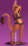  2022 absurd_res anthro breasts clothed clothing dancing digital_media_(artwork) female fur grumpy_griffin_creations hair hi_res lingerie looking_at_viewer panties pole pole_dancing sergal simple_background smile solo standing stripper stripper_pole tongue tongue_out topwear underwear 