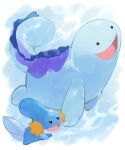  :d animal_focus black_eyes commentary_request creature from_side highres kawaanago mudkip no_humans open_mouth pokemon pokemon_(creature) quagsire smile tongue 
