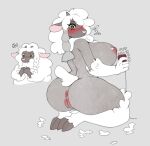  anthro big_breasts big_butt blush breasts butt female genitals hi_res huge_breasts hyattlen looking_at_viewer nintendo pok&eacute;mon pok&eacute;mon_(species) pussy simple_background solo thick_thighs video_games wooloo 