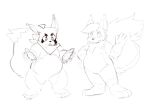  2022 4_fingers anthro apricotsammi belly biped duo fingers hi_res humanoid_hands mammal overweight rodent sciurid simple_background sketch white_background 