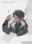  1boy al_rashad androgynous blue_eyes brown_hair clover_games dark-skinned_male dark_skin elf freckles glasses highres lord_of_heroes male_focus official_art pointy_ears 