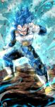  1boy absurdres blue_hair commentary_request dragon_ball dragon_ball_(classic) fantasy highres kinakomochi_(user_vedc2333) looking_at_viewer male_focus outdoors saiyan solo super_saiyan super_saiyan_blue vegeta 