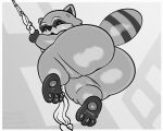  ailurid ambiguous_gender anthro big_butt bodily_fluids borisalien butt hi_res huge_butt looking_back looking_down mammal monochrome nude open_mouth project_zomboid red_panda rope solo spiffo sweat thick_thighs 