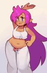  animated belly belly_dancer belly_jiggle blinking bouncing_breasts breasts brown_body clothing crop_top dancing female genie hair hand_on_hip humanoid humanoid_pointy_ears jiggling long_hair midriff navel overweight pajama_pants pajamas potbelly purple_hair shantae shantae_(series) shirt topwear under_boob video_games wamudraws wayforward 