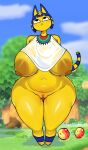  :&lt; absurd_res alternate_version_at_source animal_crossing ankha_(animal_crossing) anthro areola bangs big_areola big_breasts blush bob_cut bodily_fluids breasts cham22 clothing curvy_figure domestic_cat egyptian felid feline felis female food fruit genital_fluids genitals hands_behind_back hi_res huge_breasts huge_hips huge_thighs improvised_sex_toy ineffective_clothing kalasiris looking_up mammal markings navel nervous nintendo nipples outside plant pussy pussy_juice small_head solo straight_bangs striped_markings striped_tail stripes sweat sweatdrop tail_markings thick_thighs tree uraeus video_games voluptuous 